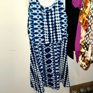 Cute Sleeveless Summer Dress Blue Pattern 2XL(20)